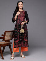 Thumbnail for Indo Era Black Printed Straight Kurta - Distacart