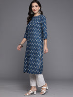 Thumbnail for Indo Era Navy Blue Printed Straight Kurta - Distacart