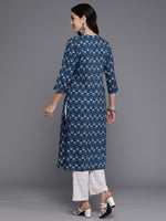 Thumbnail for Indo Era Navy Blue Printed Straight Kurta - Distacart