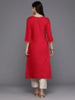 Thumbnail for Indo Era Magenta Embroidered Straight Kurta - Distacart