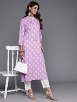 Thumbnail for Indo Era Lavender Printed Straight Kurta - Distacart