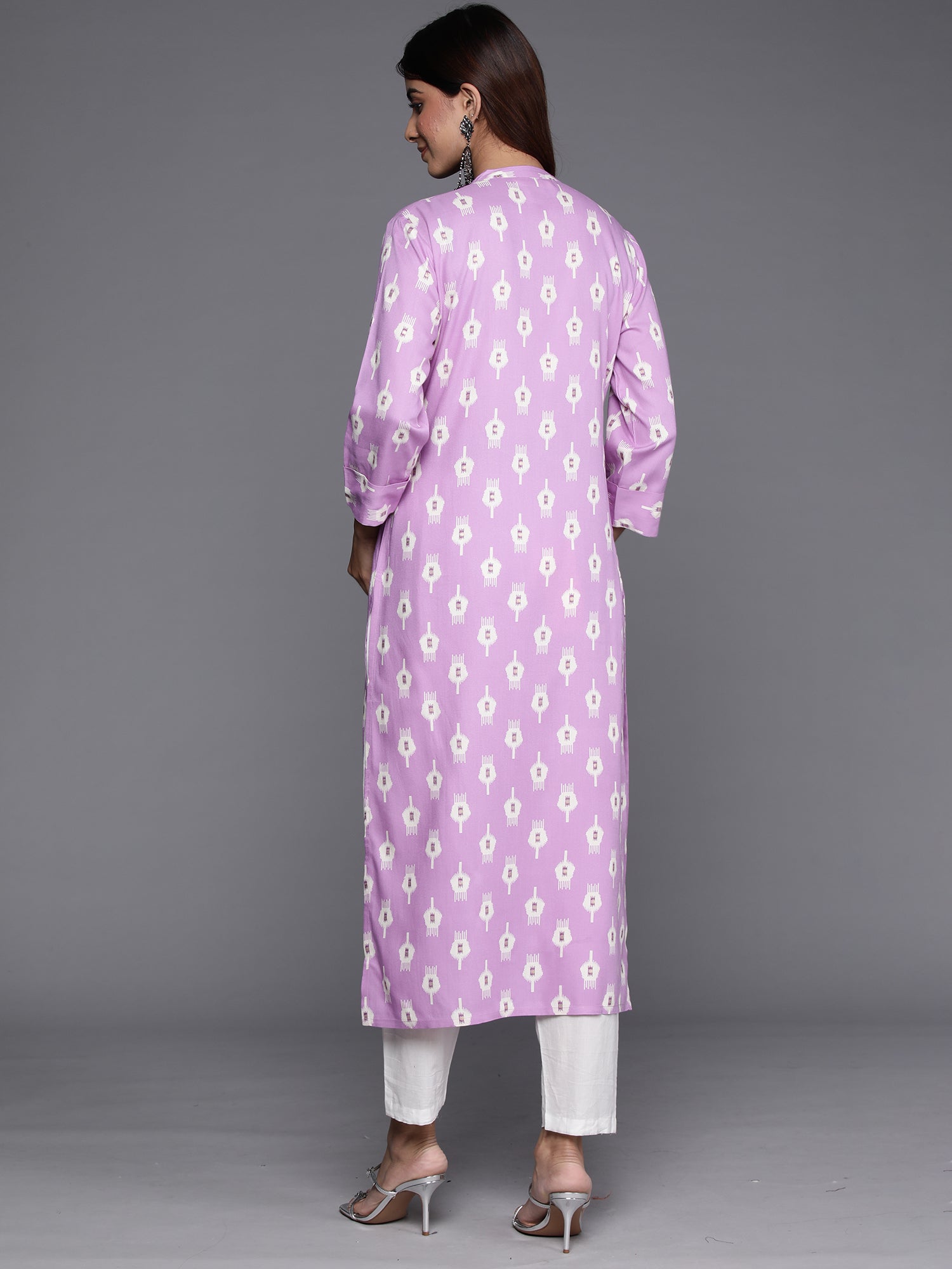 Indo Era Lavender Printed Straight Kurta - Distacart
