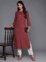 Thumbnail for Indo Era Maroon Printed Straight Kurta - Distacart