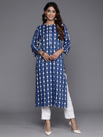 Thumbnail for Indo Era Navy Blue Printed Straight Kurta - Distacart