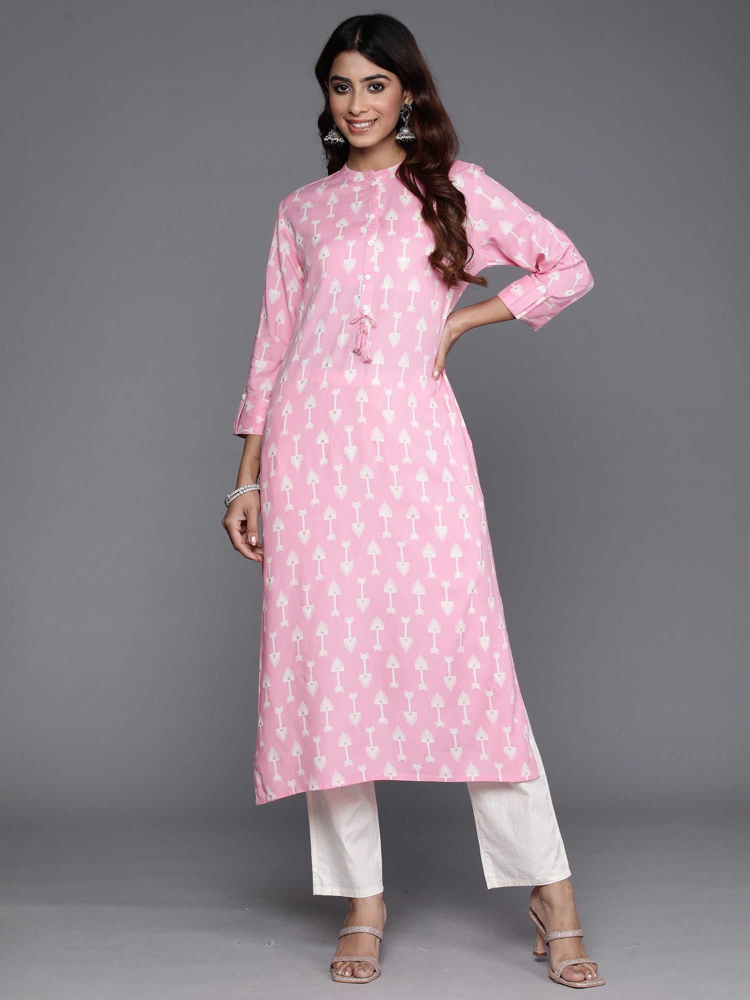 Indo Era Pink Printed Straight Kurta - Distacart