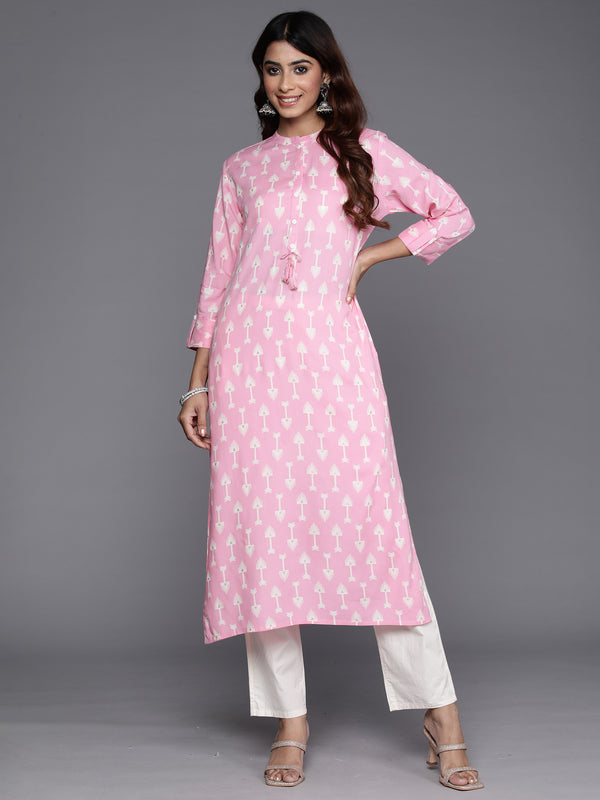 Indo Era Pink Printed Straight Kurta - Distacart