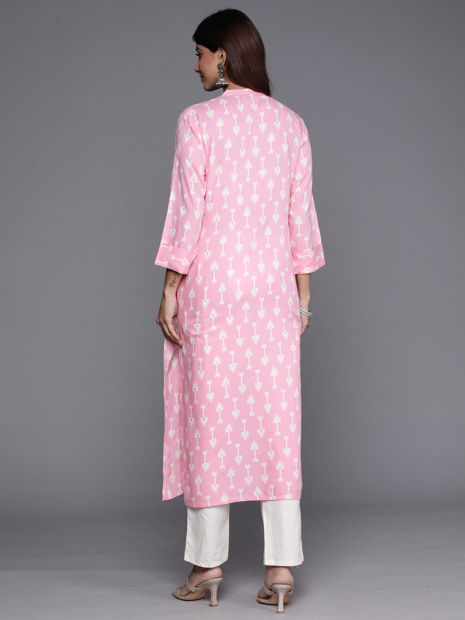 Indo Era Pink Printed Straight Kurta - Distacart