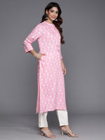 Thumbnail for Indo Era Pink Printed Straight Kurta - Distacart