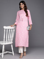 Thumbnail for Indo Era Pink Printed Straight Kurta - Distacart