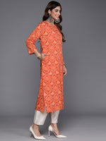 Thumbnail for Indo Era Orange Printed Straight Kurta - Distacart