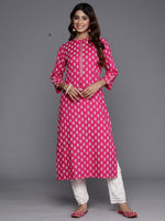 Thumbnail for Indo Era Pink Printed Straight Kurta - Distacart