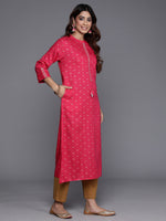 Thumbnail for Indo Era Pink Printed Straight Kurta - Distacart