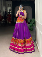 Thumbnail for Lorenvalley Fashion Purple Pure Rayon Gamthi Work And Embossed Design With Gota Patti Lace Touch Up Lehenga Choli
