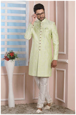 Thumbnail for Raivat Ethnic Art Silk Thread Work Indo Western In Pista Green Colour - Distacart