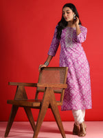 Thumbnail for Indo Era Lavender Printed Straight Kurta - Distacart