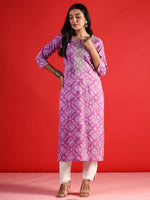 Thumbnail for Indo Era Lavender Printed Straight Kurta - Distacart