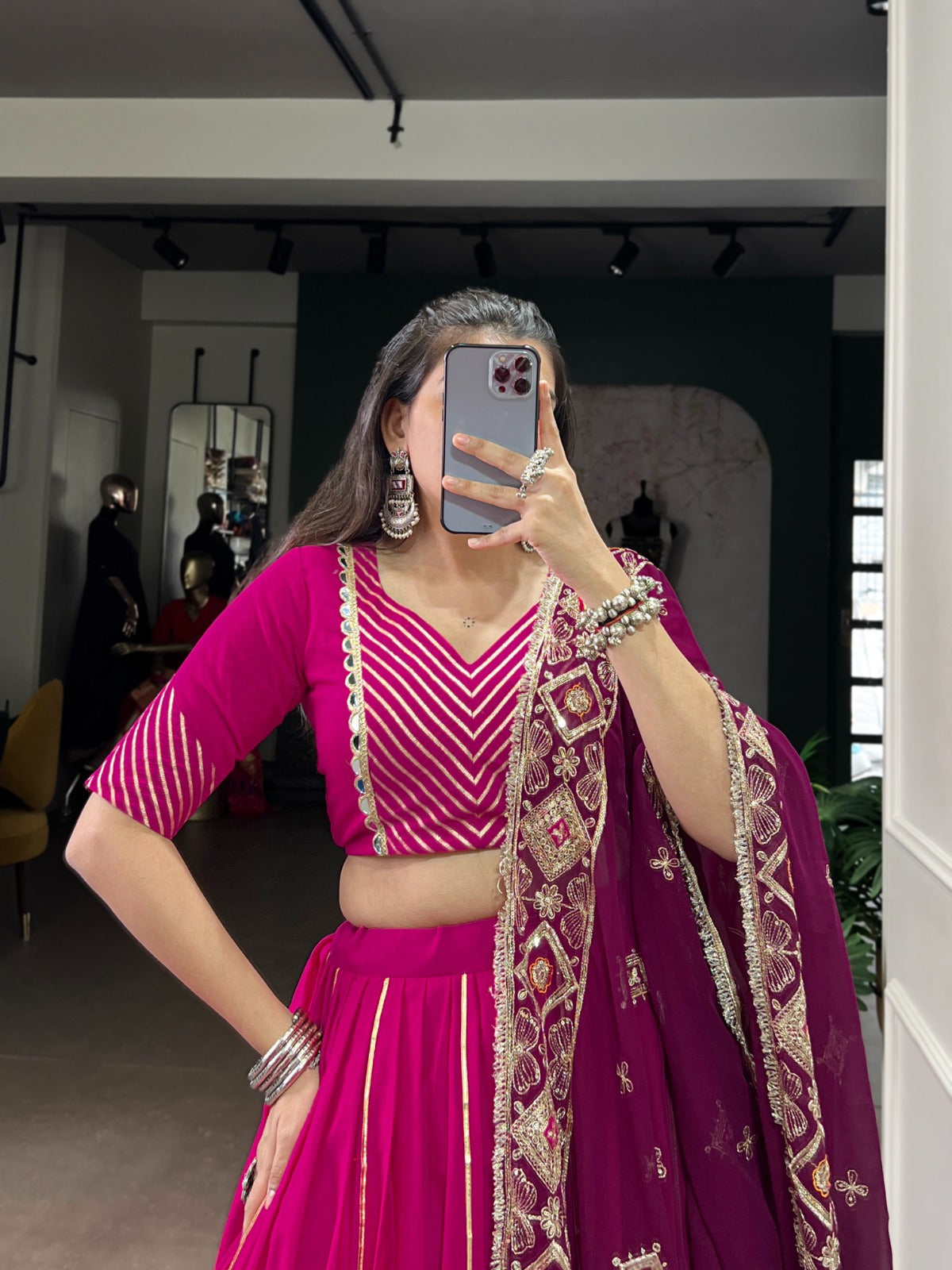 Lorenvalley Fashion Pink Cotton Lace Touch Up Lehenga Choli with Dupatta