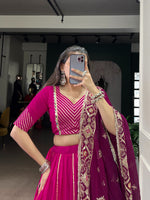 Thumbnail for Lorenvalley Fashion Pink Cotton Lace Touch Up Lehenga Choli with Dupatta