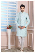 Thumbnail for Raivat Ethnic Art Silk Thread Work Indo Western In Sky Blue Colour - Distacart