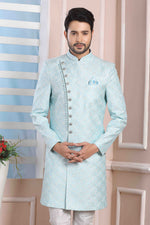 Thumbnail for Raivat Ethnic Art Silk Thread Work Indo Western In Sky Blue Colour - Distacart