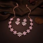 Thumbnail for Tehzeeb Creations Lavender Colour Star Design Stone Studded Necklace With Earrings - Distacart