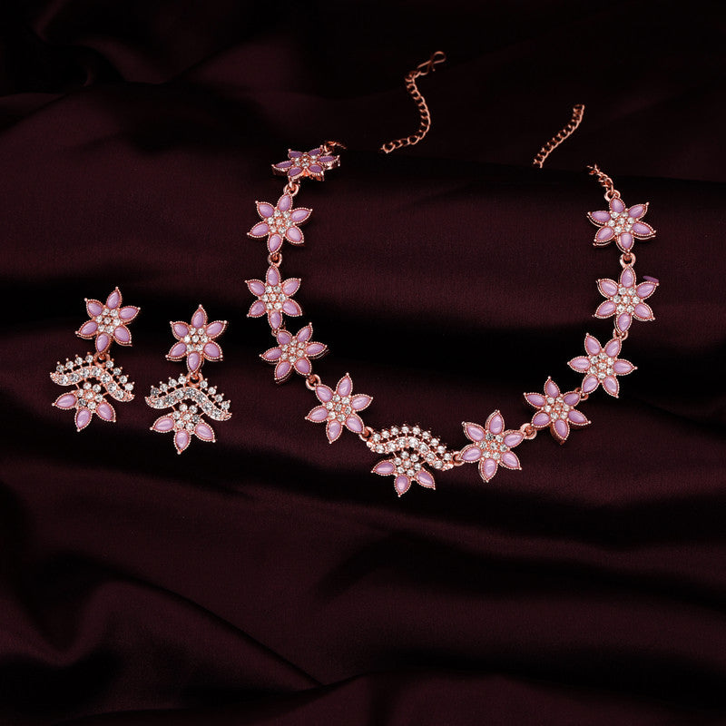 Tehzeeb Creations Lavender Colour Star Design Stone Studded Necklace With Earrings - Distacart