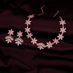 Thumbnail for Tehzeeb Creations Lavender Colour Star Design Stone Studded Necklace With Earrings - Distacart