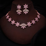 Thumbnail for Tehzeeb Creations Lavender Colour Star Design Stone Studded Necklace With Earrings - Distacart