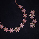 Thumbnail for Tehzeeb Creations Lavender Colour Star Design Stone Studded Necklace With Earrings - Distacart