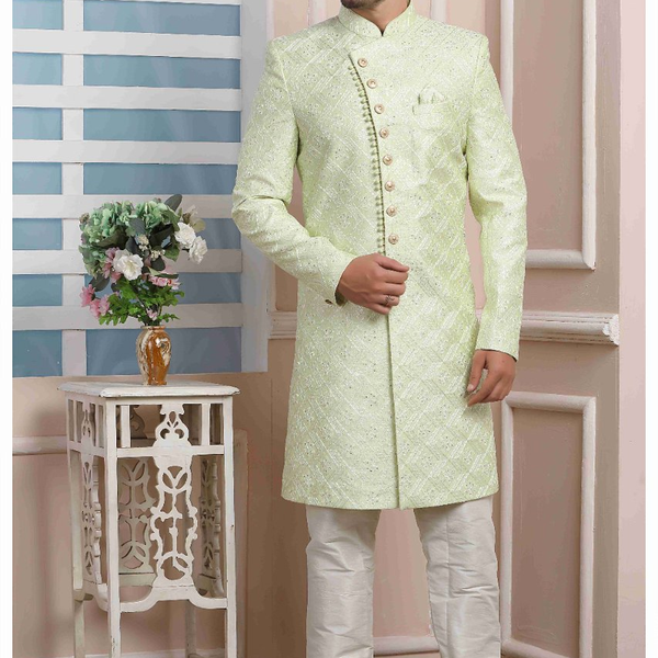 Raivat Ethnic Art Silk Thread Work Indo Western In Pista Green Colour - Distacart