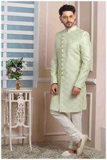 Thumbnail for Raivat Ethnic Art Silk Thread Work Indo Western In Pista Green Colour - Distacart