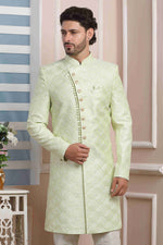Thumbnail for Raivat Ethnic Art Silk Thread Work Indo Western In Pista Green Colour - Distacart
