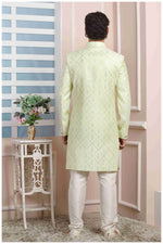 Thumbnail for Raivat Ethnic Art Silk Thread Work Indo Western In Pista Green Colour - Distacart