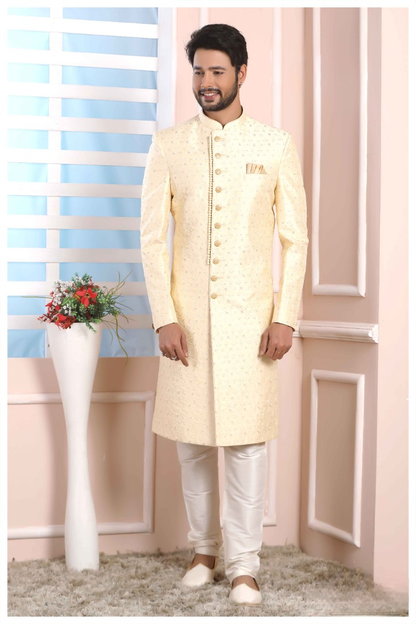 Raivat Ethnic Art Silk Thread Work Indo Western In Cream Colour - Distacart