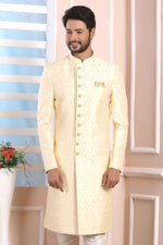 Thumbnail for Raivat Ethnic Art Silk Thread Work Indo Western In Cream Colour - Distacart