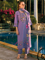 Thumbnail for Indo Era Purple Embroidered Straight Kurta Trousers With Dupatta set - Distacart