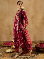 Thumbnail for Indo Era Burgundy Printed Straight Kurta Trousers With Dupatta set - Distacart