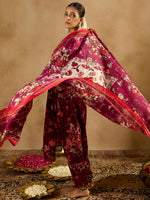 Thumbnail for Indo Era Burgundy Printed Straight Kurta Trousers With Dupatta set - Distacart