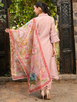 Thumbnail for Indo Era Mauve Embroidered A-Line Kurta Trousers With Dupatta set - Distacart