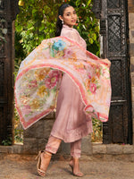 Thumbnail for Indo Era Mauve Embroidered A-Line Kurta Trousers With Dupatta set - Distacart