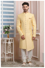 Thumbnail for Raivat Ethnic Art Silk Thread Work Indo Western In Yellow Colour - Distacart
