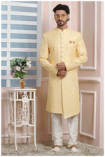Thumbnail for Raivat Ethnic Art Silk Thread Work Indo Western In Yellow Colour - Distacart