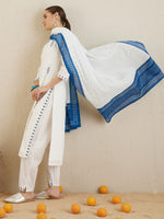 Thumbnail for Indo Era Off White Embroidered Straight Kurta Trousers With Dupatta set - Distacart