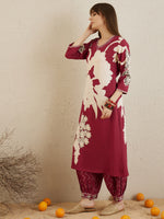 Thumbnail for Indo Era Red Printed A-Line Kurta Salwar set - Distacart