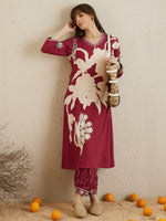 Thumbnail for Indo Era Red Printed A-Line Kurta Salwar set - Distacart