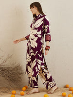 Thumbnail for Indo Era Burgundy Printed Straight Kurta Trousers set - Distacart