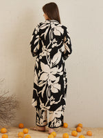 Thumbnail for Indo Era Black Printed Straight Kurta Trousers set - Distacart