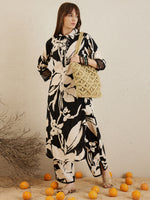 Thumbnail for Indo Era Black Printed Straight Kurta Trousers set - Distacart