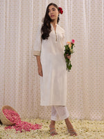 Thumbnail for Indo Era Off White Printed Straight Kurta - Distacart