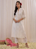 Thumbnail for Indo Era Off White Printed Straight Kurta - Distacart